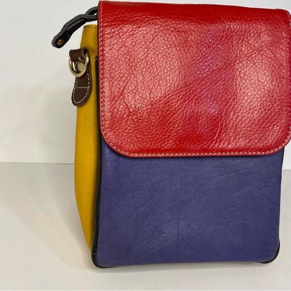 Vintage Leather color Block Crossbody bag - Picture 7 of 16